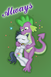 Size: 1280x1903 | Tagged: safe, artist:talcom, rumble, spike, dragon, fanfic art, fanfic cover, gay, male, older, older spike, rumblespike, shipping