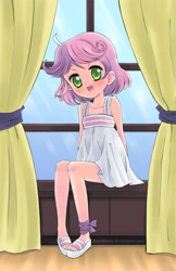 Size: 647x1000 | Tagged: safe, artist:framboosi, sweetie belle, human, clothes, cute, diasweetes, dress, humanized, solo