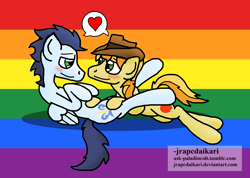 Size: 1926x1375 | Tagged: safe, artist:jrapcdaikari, braeburn, soarin', pony, gay, heart, lovewins, male, shipping, soarburn