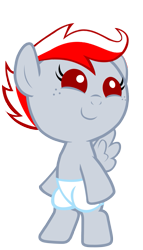 Size: 675x1184 | Tagged: safe, artist:doctorxfizzle, oc, oc only, bipedal, cute, diaper, smiling, solo