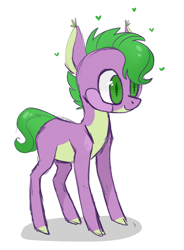 Size: 1017x1381 | Tagged: safe, artist:jellybeanbullet, spike, dragon, heart, ponified, ponified spike, solo