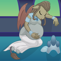 Size: 10800x10800 | Tagged: safe, artist:xniclord789x, idw, queen haydon, gargoyle, spoiler:comic, absurd resolution, belly, pregnant, sleeping, solo