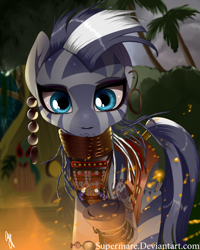 Size: 1500x1875 | Tagged: safe, artist:supermare, zecora, zebra, citra, crossover, far cry 3, looking at you, solo, video game