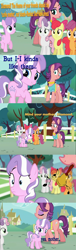 Size: 894x2953 | Tagged: safe, edit, edited screencap, screencap, apple bloom, diamond tiara, scootaloo, spoiled rich, sweetie belle, crusaders of the lost mark, bell, comic, cutie mark crusaders, gravity falls, northwest mansion mystery, screencap comic