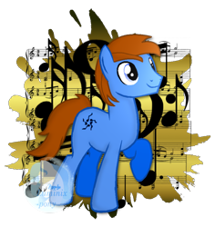 Size: 812x860 | Tagged: safe, artist:luminix-pony, oc, oc only, oc:tenno, music, music notes, solo