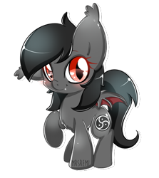 Size: 580x650 | Tagged: safe, artist:mrsremi, oc, oc only, oc:qetesh, bat pony, pony, female, filly