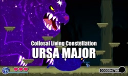 Size: 1680x1008 | Tagged: safe, minuette, bear, pony, unicorn, ursa, ursa major, ursa minor, boss, boss subtitles, cave, flash game, minty fresh adventure, misspelling, pony platforming project, roar, youtube link