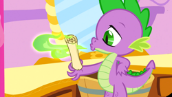 Size: 1366x768 | Tagged: safe, derpibooru import, screencap, spike, dragon, suited for success, solo