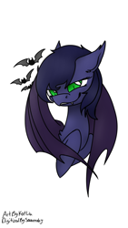 Size: 540x960 | Tagged: safe, artist:thebravestwolf, oc, oc only, oc:halfmoon, bat pony, pony, green eyes, solo