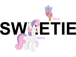 Size: 2400x1800 | Tagged: safe, artist:mofetafrombrooklyn, sweetie belle, crossover, sweetie bird, sweetie pie (tiny toons), tiny toon adventures