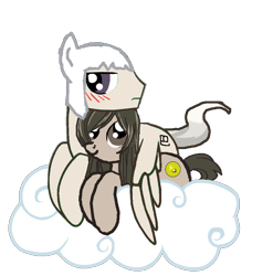 Size: 888x900 | Tagged: safe, artist:skulluigi, blushing, cloud, female, kamisama hajimemashita, male, nanami, ponified, shipping, simple background, straight, tomoe, transparent background