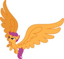 Size: 4290x4000 | Tagged: safe, artist:jeatz-axl, scootaloo, pegasus, pony, do princesses dream of magic sheep, absurd resolution, cutealoo, determined, female, flying, impossibly large wings, large wings, scootaloo can fly, simple background, solo, transparent background, vector, wings