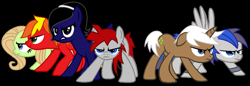 Size: 905x311 | Tagged: safe, artist:nova whish, oc, oc only, oc:fireball, oc:galick star, oc:neon flutter, oc:shadow cresent, oc:stubby