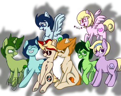 Size: 1800x1431 | Tagged: safe, artist:seeing-spades, alpha kids, beta kids, crossover, dave strider, dirk strider, homestuck, jade harley, jake english, jane crocker, john egbert, ponified, rose lalonde, roxy lalonde