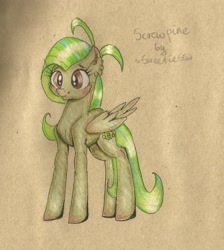 Size: 1870x2083 | Tagged: safe, artist:vetallie, oc, oc only, oc:screwpine, pegasus, pony, traditional art