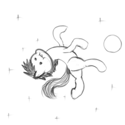 Size: 600x600 | Tagged: safe, artist:duskswordsman, oc, oc only, :i, lost, monochrome, random pony, sketch, solo, space, stars