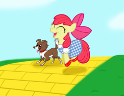 Size: 792x612 | Tagged: safe, artist:poppun, apple bloom, winona, cute, dorothy gale, the wizard of oz