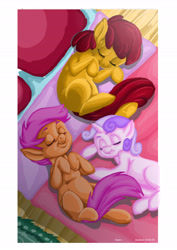 Size: 4131x5840 | Tagged: safe, artist:jeremy3, apple bloom, scootaloo, sweetie belle, pony, absurd resolution, cutie mark crusaders, sleeping