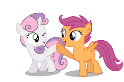 Size: 9000x6000 | Tagged: safe, artist:s.guri, scootaloo, sweetie belle, bloom and gloom, absurd resolution, simple background, transparent background, vector