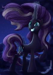 Size: 1414x2000 | Tagged: safe, artist:deathpwny, nightmare rarity, evil grin, grin, solo