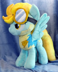 Size: 798x1000 | Tagged: safe, artist:appledew, lightning dust, goggles, irl, lead pony badge, photo, plushie, smirk, solo, wonderbolt trainee uniform