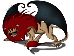 Size: 1149x868 | Tagged: safe, artist:chiaracm, derpibooru import, manticore, simple background, solo