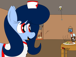 Size: 1024x768 | Tagged: safe, artist:xwoofyhoundx, oc, oc only, oc:nurse berry, pizza, sketch, soda