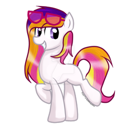 Size: 900x900 | Tagged: safe, artist:moreappletwiffle, sunny daze (g3), g3, g3 to g4, generation leap, missing cutie mark, solo, watermark