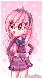 Size: 1024x1840 | Tagged: safe, artist:vixelzf, oc, oc only, oc:riouku, equestria girls, bubblegum, clothes, crystal prep academy, crystal prep academy uniform, crystal prep shadowbolts, cute, equestria girls-ified, hairband, hand on hip, ocbetes, pleated skirt, school uniform, skirt, solo