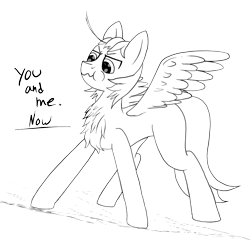 Size: 1400x1400 | Tagged: artist needed, safe, bird pone, angry, chest fluff, monochrome, puffy cheeks, simple background, solo, stance, threatening, transparent background, wavy mouth