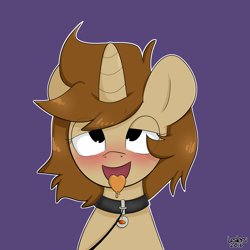 Size: 2100x2100 | Tagged: safe, artist:leslers, oc, oc only, oc:leslers, ahegao, blushing, collar, leash, open mouth