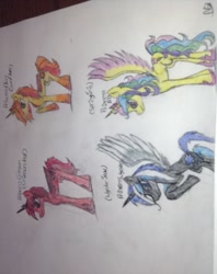 Size: 380x480 | Tagged: safe, artist:wynter snow, oc, oc only, alicorn, pony, alicorn oc, drawing, princess, sisters, traditional art