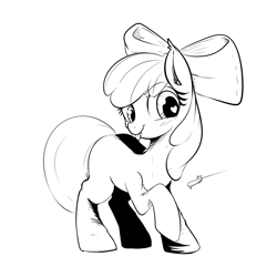 Size: 1100x1100 | Tagged: safe, artist:kyodashiro, apple bloom, adorabloom, cute, monochrome, solo