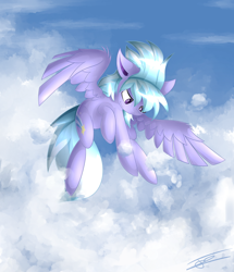 Size: 900x1045 | Tagged: safe, artist:avizo-23, cloudchaser, cloud, cloudy, flying, solo