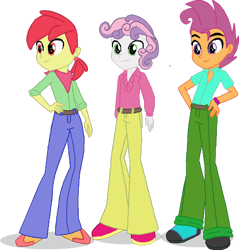 Size: 1000x1046 | Tagged: safe, artist:markiz93, artist:selenaede, apple bloom, applebuck, scootaloo, scooteroll, silver bell, sweetie belle, equestria girls, cutie mark crusaders, equestria guys, male, rule 63, simple background, transparent background, trio