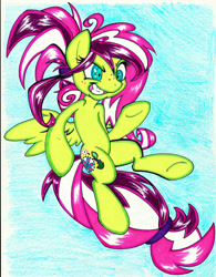 Size: 790x1011 | Tagged: safe, artist:stazik, oc, oc only, oc:dayglow glisten, pegasus, pony, female, traditional art