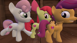 Size: 1920x1080 | Tagged: safe, apple bloom, scootaloo, sweetie belle, crusaders of the lost mark, 3d, cutie mark, cutie mark crusaders, source filmmaker, the cmc's cutie marks