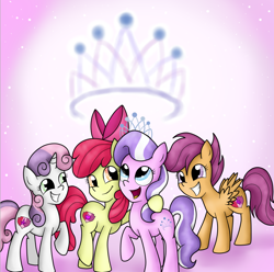 Size: 748x742 | Tagged: safe, artist:rainbowdashart101, apple bloom, diamond tiara, scootaloo, sweetie belle, crusaders of the lost mark, cutie mark, cutie mark crusaders, the cmc's cutie marks, tiaralove