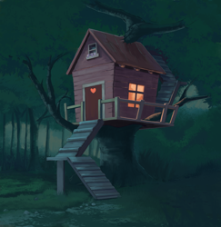 Size: 876x900 | Tagged: safe, artist:maggwai, clubhouse, crusaders clubhouse, night, scenery