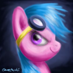 Size: 640x640 | Tagged: safe, artist:eeveetachi, firefly, pony, g1, bust, female, goggles, mare, portrait, solo