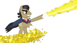 Size: 10000x5600 | Tagged: safe, artist:mpnoir, filthy rich, earth pony, pony, do princesses dream of magic sheep, absurd resolution, bits, cape, clothes, male, money, money shot, simple background, solo, stallion, super rich, transparent background, vector