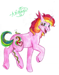 Size: 1388x1770 | Tagged: safe, artist:animagicworld, rarity (g3), caterpillar, g3, solo, traditional art, underhoof