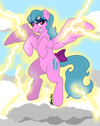 Size: 800x1000 | Tagged: safe, artist:the_gneech, firefly, g1, cloud, cloudy, lightning, solo
