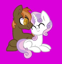 Size: 532x546 | Tagged: safe, artist:anonymouspegasisterweshallnotnameatthemoment, button mash, sweetie belle, base used, cuddling, female, male, nuzzling, shipping, snuggling, straight, sweetiemash, teenager