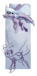 Size: 735x1500 | Tagged: safe, artist:locksto, cloudchaser, pony, female, flying, mare, sketch, smiling, solo, wip