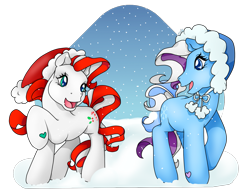 Size: 1477x1146 | Tagged: safe, artist:prettywitchdoremi, g3, candy cane (g3), hat, snowflake (g3), winter