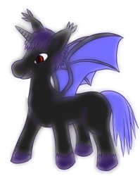 Size: 817x1024 | Tagged: safe, artist:paradise-black, oc, oc only, oc:paradise-black, bat pony, pony, horn, purple mane, red eyes, solo