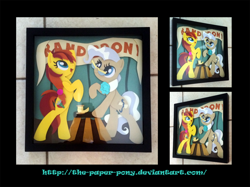 Size: 1280x958 | Tagged: safe, artist:the-paper-pony, mayor mare, oc, oc:sun dancer, craft, grand brony gala, irl, mascot, photo, shadowbox