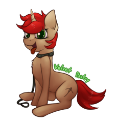 Size: 1642x1810 | Tagged: safe, artist:marsminer, oc, oc only, oc:velvet pastry, behaving like a dog, collar, leash, looking at you, sitting