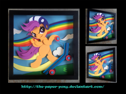 Size: 1280x958 | Tagged: safe, artist:the-paper-pony, scootaloo, craft, irl, photo, shadowbox, solo